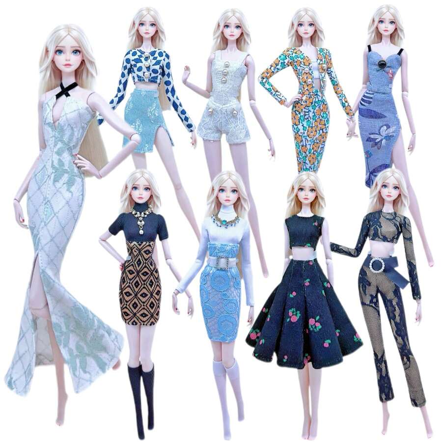 1 套手工制作时尚娃娃衣服，适合 11.5 英寸娃娃时尚紧身裤，1/6 娃娃服装，娃娃配饰，30 厘米娃娃裙（不包括娃娃）