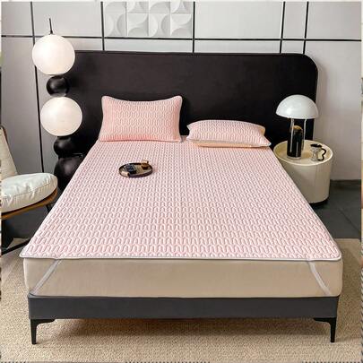 1件装乳胶冰感弹性面料柔软防滑床笠，带4个角带，舒适轻盈透气，吸汗速干，适用于床垫保护套、床罩、床垫套，让您睡得更舒适。可机洗，清凉透气，适合怕热人士，夏季凉爽床垫垫层，适用于大号/特大号/双人床/单人床。