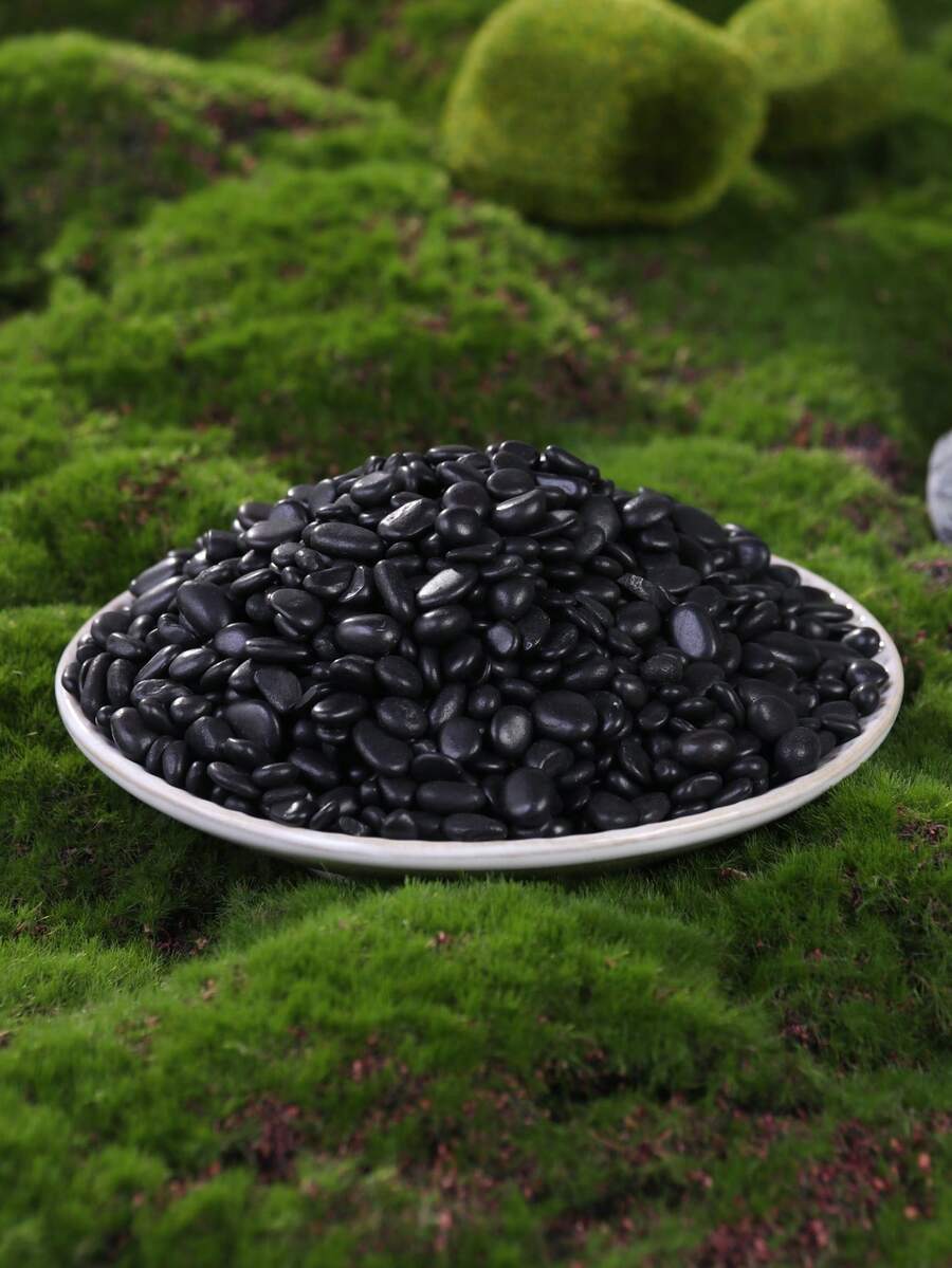 Black Pebbles Suitable For Home And Garden Decoration -0.3-3 Cm, Multi-Color Stones (White, Black, Multi-Color, Yellow) Suitable For Indoor Plants, Outdoor Landscapes, And Holiday Decorations - Perfect For Vases, Glass Containers, Fish Tanks, Aquariums, Succulents, Flower Pot Plant Decorations, As Well As Outdoor Terraces