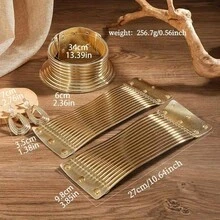 Bộ vòng cổ, hoa tai, vòng tay bằng da nhiều lớp thủ công, trang sức sang trọng cổ điển theo phong cách Bohemian phóng đại dành cho phụ nữ, thích hợp cho tiệc tùng, đám cưới, ngày lễ - Vàng - Xem 4