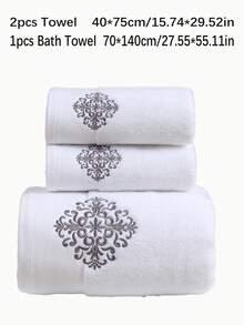 QIBHI 6/3/1 khăn mặt thêu màu trơn phong cách Châu Âu, khăn tắm hoặc khăn xông hơi, mềm mại và thấm hút, khăn tắm gia đình đơn giản và thanh lịch, khăn tắm cho tiệm làm đẹp, khách sạn thể thao, đồ dùng thiết yếu trong nhà, khăn tắm, khăn tắm chăm sóc da - trắng - Xem 5