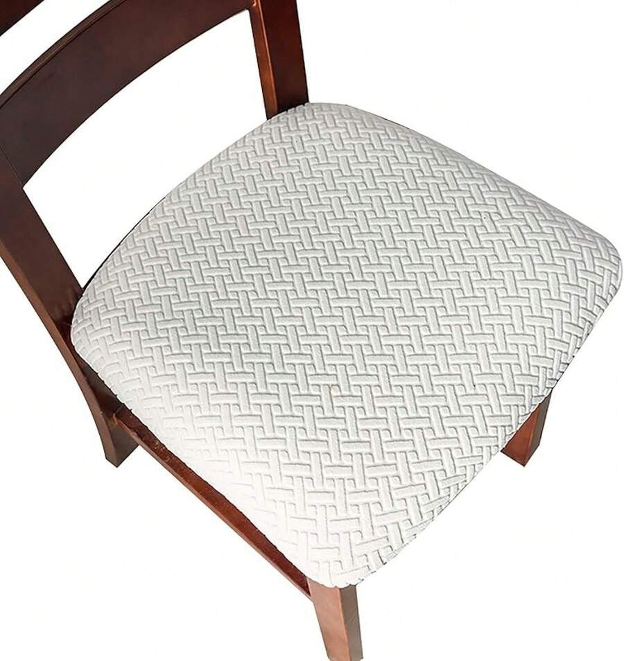 Seat Covers For Dining Room Chair Seat Slipcovers Kitchen Chair Covers (Beige, 4 Pcs) - 白色 - 查看 1