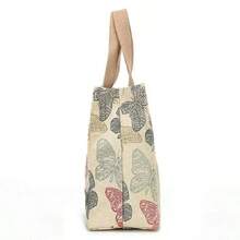 1 件卡通印花帆布午餐袋，日式便当袋，上班手提包，不接触食物，纽扣颜色随机