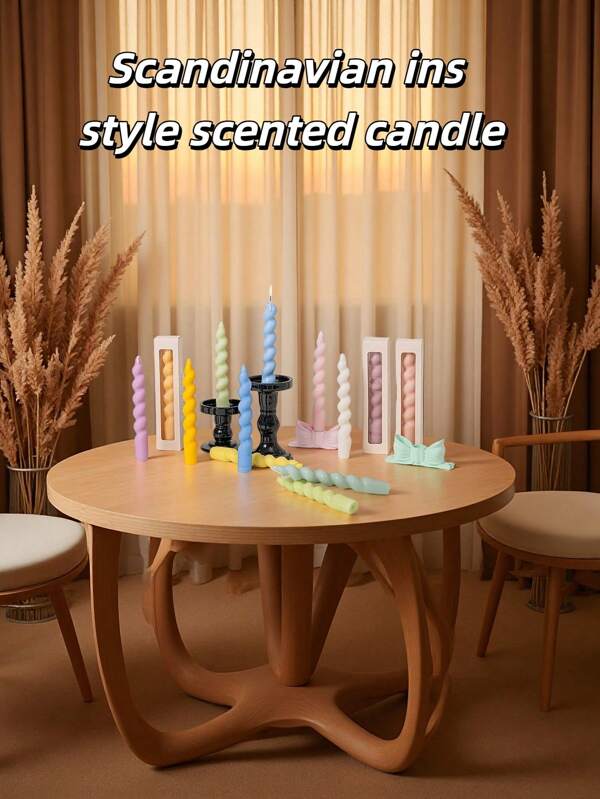 1pc/2pcs Ins Style Spiral Shape Scented Candle, Candlelight Candle, Decorative Table Candle, Room Decoration Custom Scented Candle, Suitable For Graduation Season, Eid, Home Decoration, Room Decoration, Wedding Decoration, Table Decoration, Scented Gifts