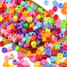 200/400/600/1000 piezas Cuentas miniaturas de caballos, corazones y estrellas de colores surtidos para hacer pulseras, collares y joyería DIY