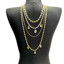 1 件水钻多层流苏露背项链，优雅时尚连衣裙配饰 - 銀色 - 查看 7