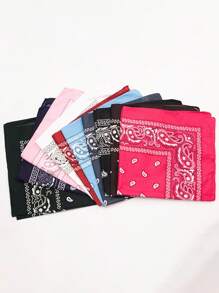 10 Stück Polyester Kaschumiblumen Muster Bandana Stirnband, Unisex Hip-Hop Outdoor Radfahren Kopftuch, 54*54cm großes Taschentuch