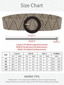 1 件女士圆形黑色扣夏季 PP 草编编织腰带女士弹力波西米亚弹性腰带女士加大码弹力草编腰带波西米亚草编腰带女士沙滩弹力腰带适合连衣裙腰带度假海滩腰带 - 彩色 - 查看 18