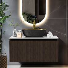 UNHO Bathroom Vanity Unit Single Sink Double Sink Floating Cabinet With Basin, Large Storage Drawer - Multicolor - View 7