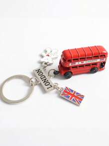 1pc Creative Telephone Booth Keychain, 3D London Bus Pendant, Red Double Decker Bus Charm, Suitable As Backpack Ornament, Decoration, Gift, Travel Souvenir