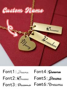 Colar Retangular Personalizado com Tema de Amor, Colar com Nome Personalizado, Colar Personalizável de Aço Inoxidável, Colar Delicado para Mulheres, Presente de Aniversário, Presente de Casamento, Dia dos Namorados, Aniversário, Formatura, Uso Diário, Ideias de Presente para Ela/Ele, Amigos, Crianças, Casais, Melhores Amigos, Mulheres, Família