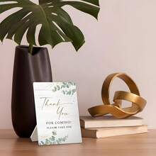 1 pieza Soporte de madera para dar las gracias de 5x7 pulgadas, cartel de madera verde salvia para fiesta de cumpleaños, boda, despedida de soltera, mesa de bienvenida, cartel "Sírvase tomar uno", "Gracias por venir", decoración de mesa para baby shower