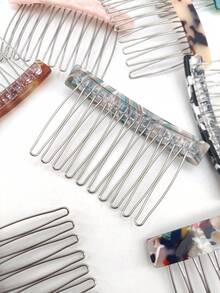 1pc Marble Pattern Elegant Acetate Side Comb, Suitable For Everyday Wear, Headpiece, Accessories - Multicolor - View 3