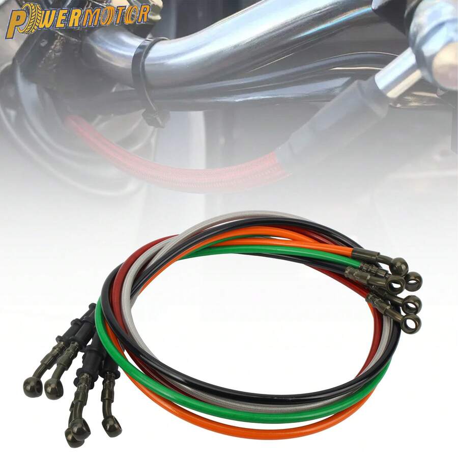 PowerMotor 摩托车通用 M10 刹车软管液压管 80cm-120cm 适用于 50 100 125 150 200 轻便摩托车踏板车赛车越野车