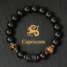 10mm Beaded Bracelets For Men Women Couple Black Punk Streetwear Tigers Eye Bangles Gifts For Boyfriend Constellation Aries Taurus Gemini Cancer Leo Virgo Libra Scorpio Sagittarius Capricorn Aquarius Pisce Zodiac Lover Accessories Jewellery