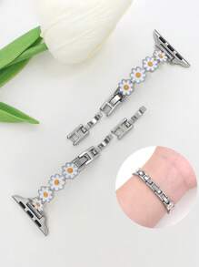 1pc Women's Fashionable Little Daisy Zinc Alloy Bracelet Bands Compatible With Apple Watch Bands Apple Watch Strap 38mm 40mm 41mm 42mm 44mm 45mm 49mm (S10 42 )Mm (S10 46)Mm,Fresh Flower Design Metal Oil Dripping Strap Compatible With Iwatch Series Ultra/SE/S10/S9/8/7/6/5/4/3/2/1,Fine Women Fashion Watch Accessories, Smart Watch Strap,Valentine's Day/Birthday Gift,Fashion Accessories