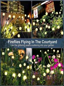 1PC 6/8/10Heads 18650-600mAh Solar Firefly Lights Outdoor Garden Lights Vibrant Swinging Lamps For Patio Pathway Christmas Decoration,LED Solar Firefly Lights For Courtyard Garden Decoration, Christmas Wind Swaying Firefly Ground Mounted Lawn Lights,Courtyard Garden Layout, Atmosphere Decoration, Creative Outdoor Lawn Floor Lights