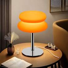 Abat-jour de lampe de pain à double couche personnalisé moderne, avec finition métallique brillante polie. Alimenté par USB, éclairage tamisable chaud et romantique pour la décoration de la chambre, veilleuse, excellent article cadeau