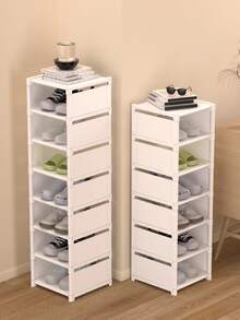 1 Zapatero de múltiples niveles, sencillo, a prueba de polvo, ahorra espacio, sin montaje, adecuado para entrada, armario, pasillo, sala de estar, garaje