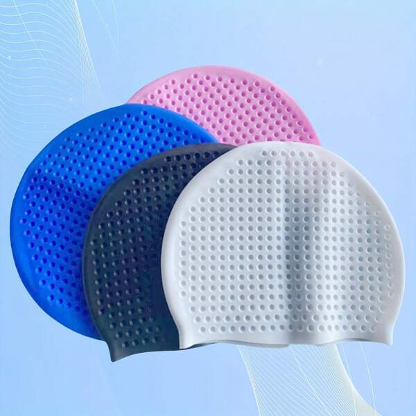 Silicone Swim Cap For Ages 14 And Older And For Adults Universal Swimming Gear Waterproof Dry Hair Unisex Swim Cap, Beach Essentials, Beach Accessories, Pool Float