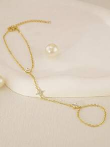 Gold Bracelets For Women ,14K Gold Plated Dainty Stackable Paperclip Cuban Link Chain Bracelets,Cuff Bracelets Jewelry Set Adjustable 7"+2"