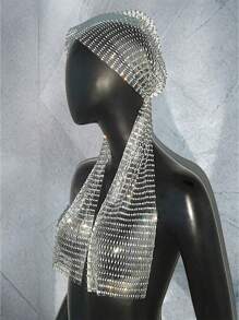 1 peça 65 cm brilhante strass decoração feminina chapéus escolares lenço de cabeça rave boate bonés