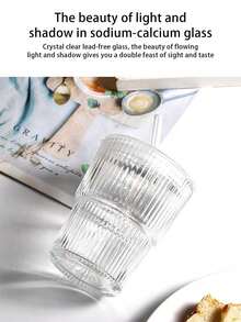 1 件垂直竹纹玻璃杯，优质双饮设计，带盖透明玻璃，冷萃咖啡杯，啤酒/果汁/奶茶/燕麦奶/冷饮杯，适用于办公室、家居、户外、汽车、派对 - 彩色 - 查看 7