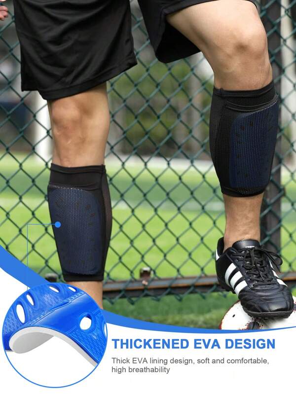 Two Men's And Women's Universal Football Leg Guards, Made Of High-Quality And Durable EVA Material, Mini Football Leg Covers Suitable For All Seasons, With A Loop Closure - Multi-Functional Protective Equipment, Available In White, Red, Black And Blue Colors