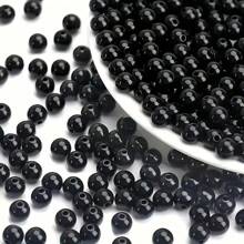 1 Pack 20-500pcs 6-16mm Black Acrylic Round Beads With Hole, Suitable For DIY Jewelry Making, Bracelet And Craft Accessories