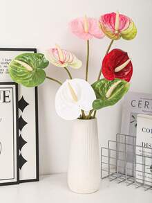 1 件/3 件/5 件，高档材质红掌百合，柔软 PVC，造型灵活，易于保存，非常适合家居装饰、办公室装饰和派对装饰、餐桌装饰、花瓶装饰、DIY 插花