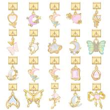 1pc Butterfly, Heart, Moon & Star Shaped Unassembled DIY Bracelet, Necklace, Ring, Anklet Components, Gold-Tone Pendant, Fashionable & Delicate Charm Bracelet Module