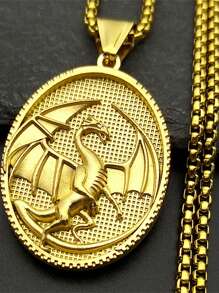 Vintage Fantastic Western Dragon Medal Pendant Necklace For Women Men Stainless Steel Gold Silver Color Punk Jewelry Gift