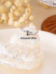 1 Stück Retro personalisierte Schmuckgeschenkbox aus Silber mit Motto "This Too Shall Pass", S925 Sterlingsilber Unisex Ring, geeignet für Paare, Geschenke, Feiertage, Strandurlaub, Partys, Abschlussbälle, Musikfestivals
