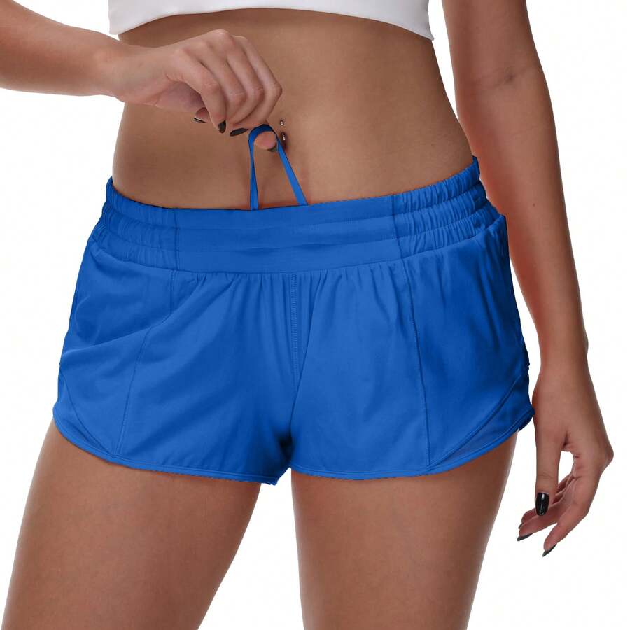 Women's 2.5" Low-Rise Running Shorts - Built-In Liner, Lightweight & Quick Dry With Mesh Pocket - Màu xanh lam - Xem 1