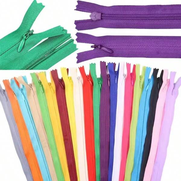 25/50/100 piezas Surtido de cremalleras de nylon para coser, para bolsas, ropa, mochilas, manualidades DIY, decoración de faldas y pantalones, accesorios de costura