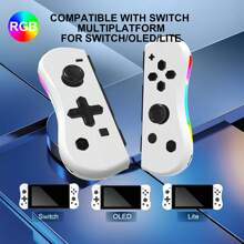 GAMINJA GAMINJA NS008 Wireless Gamepad, Supports Left/Right Controllers For, Side RGB Lights, L/R Handles Compatible With Switch Console, With Wake-Up & Screenshot Functions, Portable Design