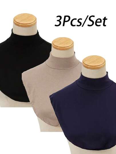 3件套女士保暖抓绒立领围脖围巾，防风舒适，四季皆宜，适合搭配连衣裙