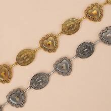 Dây thắt lưng kim loại cổ điển, thắt lưng nữ hình trái tim bạc hình bầu dục cho quần jean, phụ kiện váy mùa thu, mùa thu, Halloween - Nhiều màu - Xem 6