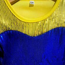 vestido para niñas con moño dulce con estilo de lentejuela - azul/naranja/amarillo - Ver 4