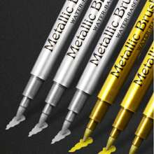 12 piezas Marcadores de color metálico, punta suave y dura, bolígrafos marcadores permanentes resistentes al agua y de secado rápido, bolígrafos para pintar neumáticos, bolígrafos para grafiti, juego de pinceles para pintura artística, útiles escolares, de vuelta a la escuela