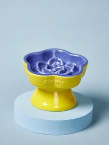 PETSIN 寵物慢進食碗，陶瓷升高貓/狗碗，防噎食，防濺，頸部保護，帶斜口設計，適用於小型犬和貓