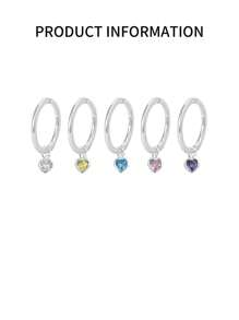 1 PIEZA Piercing de ombligo con forma de corazón de plata esterlina 925, anillo con barras curvas para perforación del Body, joyería corporal con botón de piercing de ombligo