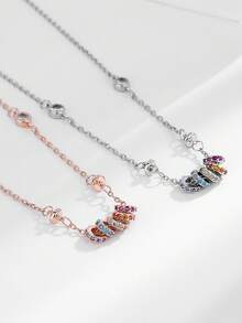 1 chiếc vòng cổ hạt cườm may mắn nhiều màu sắc bằng bạc sterling 925 đính đá Cubic Zirconia, món quà kỷ niệm thanh lịch dành cho bạn gái. - Chuyển cầu vồng - Xem 11