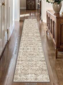 1pc Bohemian Style Brown Area Rug, Washable Faux Wool, 1160g/M² For Living Room Bedroom Kitchen Office Entryway