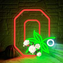 One Ohio State University Horse Chestnut Neon Light, USB-Powered Plastic Wall-Mounted Strip Light With Switch Control, Versatile Home Decor Suitable For Dorm Rooms, Bedrooms, And Fan Gifts.