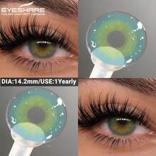 EYESHARE 1 对/2 件彩色隐形眼镜自然棕色眼睛镜片适合灰色眼睛化妆美丽瞳孔蓝色柔软彩色美瞳绿色镜片，舒适适合日常佩戴或约会、年度使用，14.2 毫米万圣节服装角色扮演 - 年拋 - 查看 9