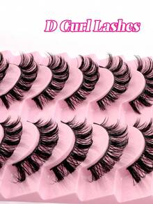 10 pares de pestañas postizas estilo ruso, pestañas gruesas y esponjosas con rizo D, adecuadas para uso diario y de fiesta, maquillaje de ojos encantador, pestañas postizas esenciales para viajes - Pestañas Fluffy - Ver 3