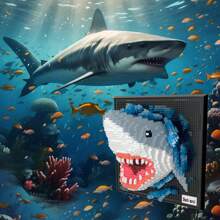 3D Wall Art Shark Eagle Bird Animal Micro Mini Building Blocks Set For Adults, Unique Home Wall Decoration Or Desktop Display, Suitable As Creative Birthday Gift Toy (1924 Pieces) Not Compatible With