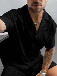 Men's Casual Vacation Summer Outings And Daily Use, Featuring A Classic Solid Color Loose-Fitting Short-Sleeve Shirt With A Button-UP Closure, Ideal For A Hawaiian Beach Getaway, Music Festivals, And Everyday