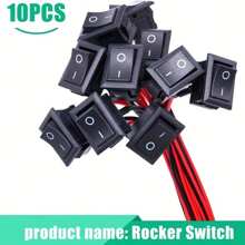 DaierTek Mini ON And Off Rocker Switch 12V 20A T85 2 Pin SPST Small ON Off 120V 10A Rocker Toggle KCD1 Switch Pre-Wired Black For Automotive, Car -10Pack
